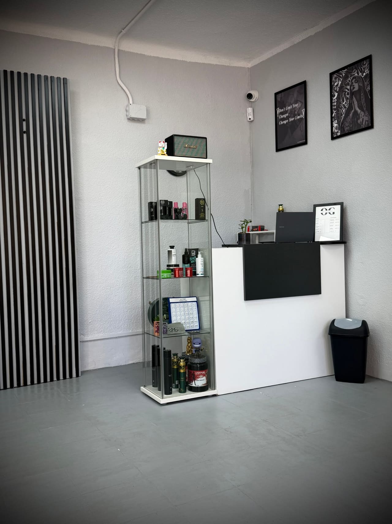 Recepción y vitrina de producto del studio